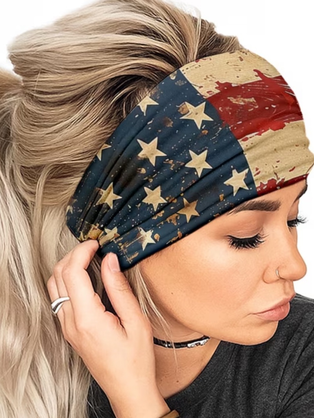 NWT American Flag Red & Blue Multifunctional Women's Headband